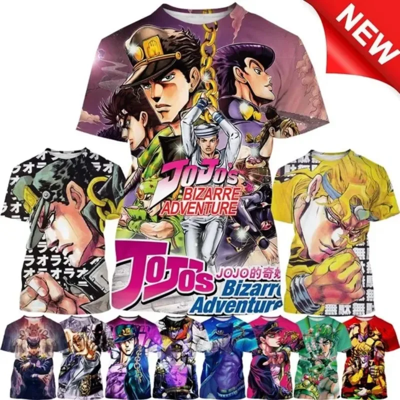 

JoJo Bizarre Adventure 3D Printing Men's T Shirt Summer Fashion Anime Personality Hip-hop Unisex Casual Round Neck T-shirt Tops