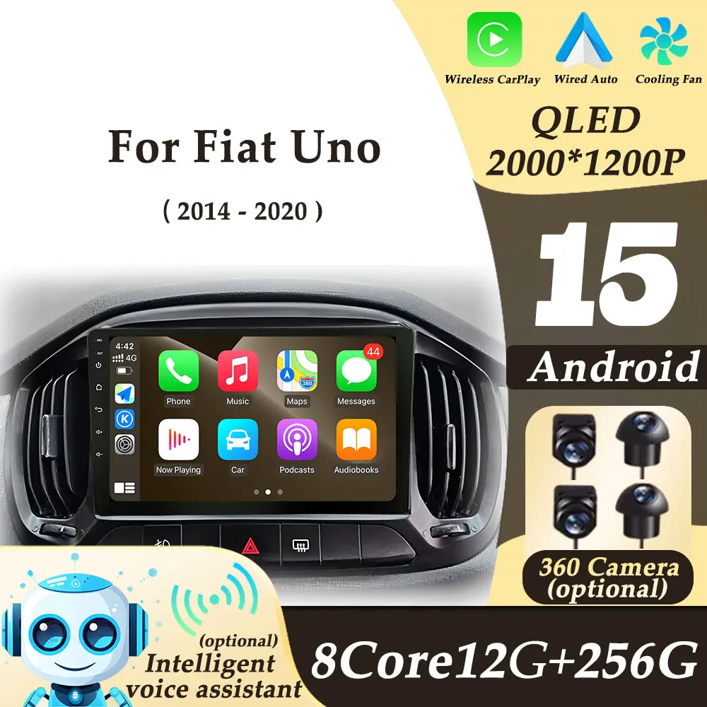 

Left Hand Drive for Fiat Uno 2014 - 2020 Car Radio Video Audio Multimedi Player Wireless CarPlay Android Auto 2K QLED WIFI DSP