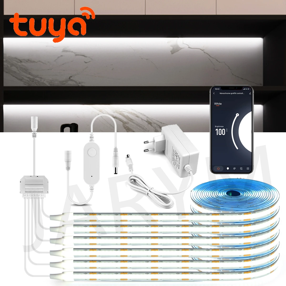 Wifi Tuya Intelligente Lampen für Schlafzimmer, Küche, beste Unterschrankleuchte, COB, 320 LEDs/m, Band, DuPont-LED-Leuchten, funktioniert mit Alexa Cocina