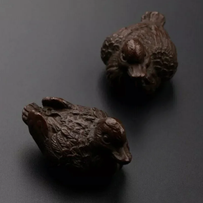 

Pair Old Brass Mandarin Ducks Statue Symbol Love Happiness Feng Shui Decor