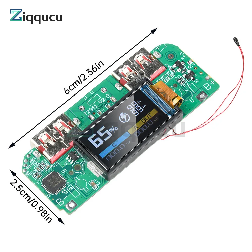 22.5W Fast Charging Module TFT Color Screen Digital Display Fast Charging Mobile Power Motherboard for Ternary Lithium Battery