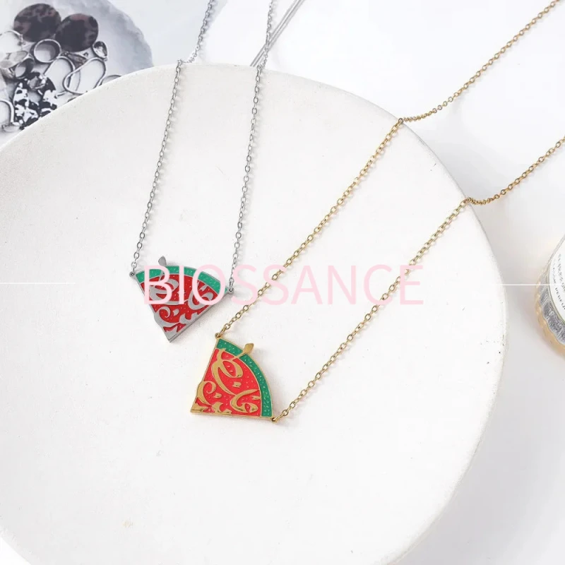 BIOSSANCE New Exquisite Inlaid Zirconia Watermelon Pendant Necklace For men And Women Athnicic Style Yellow Accessories Wholesal