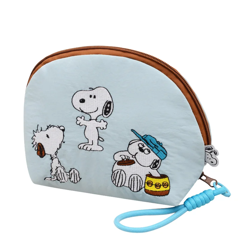 Cute Snoopy Padded Cotton Embroidered Shell Cosmetic Bag Hand Wrist Pouch Portable Makeup Storage Organizer Bag Bulk Wholesale