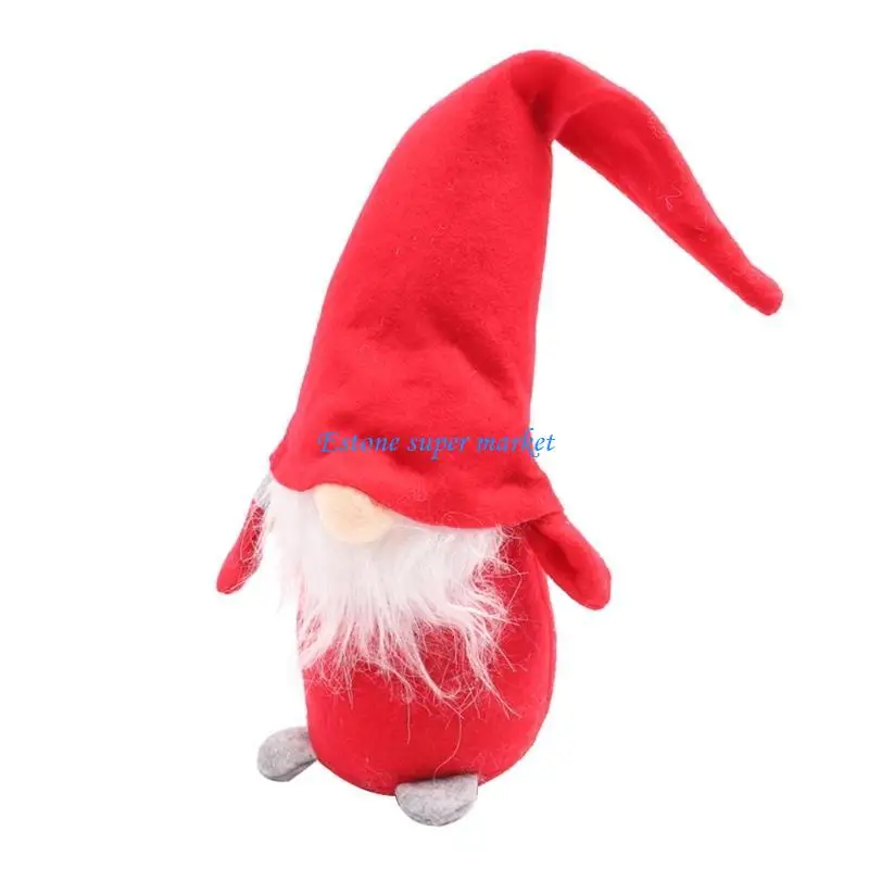 

090B Christmas Gnome Faceless Red Santa for Doll with Hat Knitted Presents