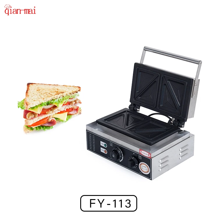 Belgian Gas Electric Mini Commercial Household Vertical Honeycomb Silver Crest Adjustable Thermostat Non-Stick 4-Waffle Panini