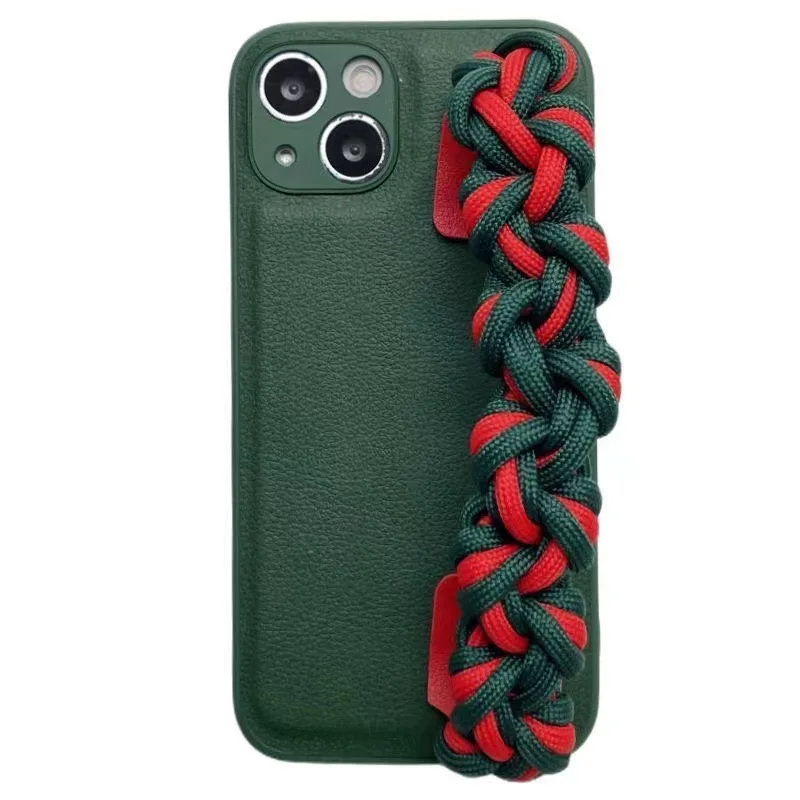 High-end Braid Beltband Leather Phone Case For iPhone16 15 14Pro 13/12/11 XS Max 78PLUS XR SE Full Cover Shell Body Protection