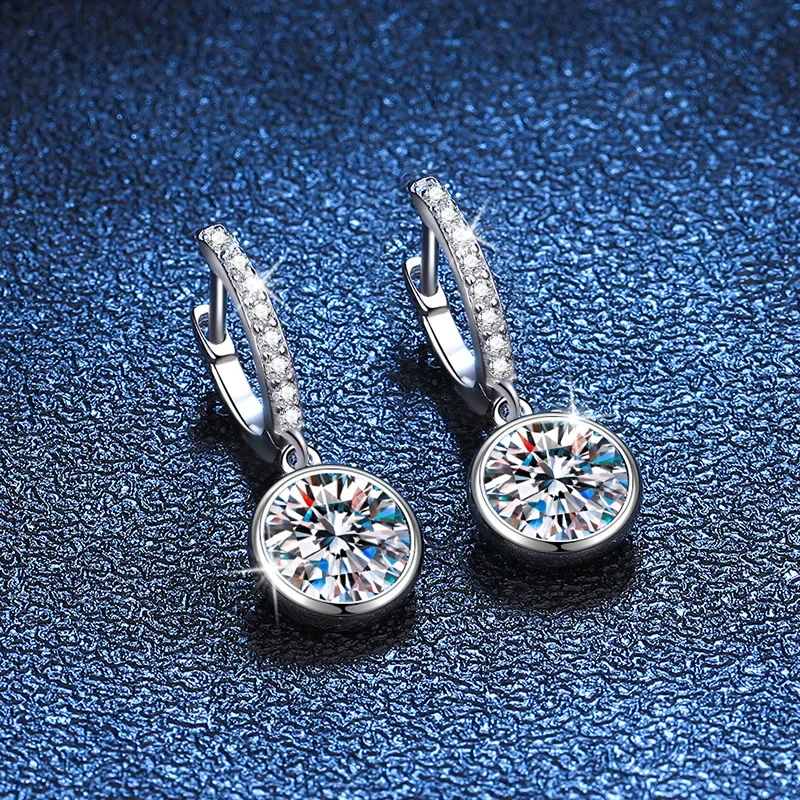 S925 Sterling Silver Moissanite Earrings Bubble 50 Cents 1 Carat D Colored Diamond Earrings Wedding Jewelry Wholesale