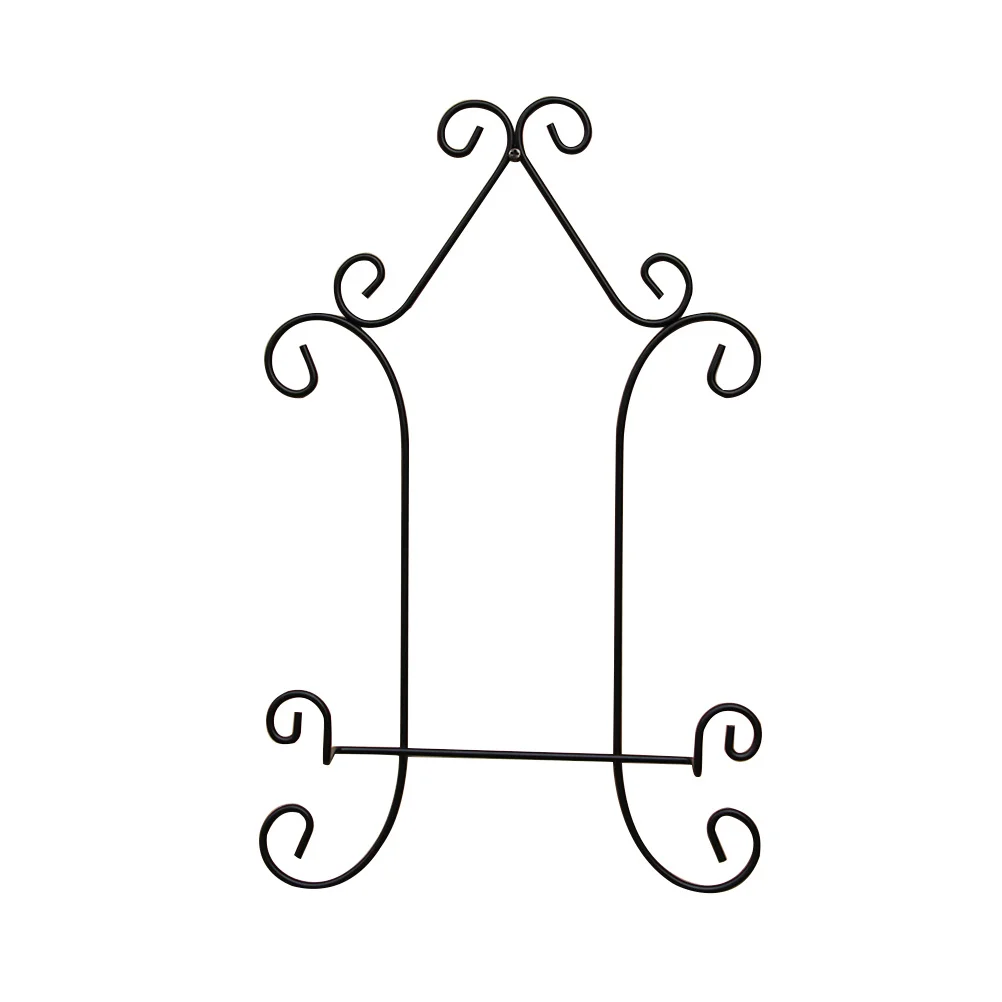 حامل عرض حديدي ممتاز، قاعدة مستديرة سوداء للكتب، لوحات الصور الفنية، عرض المكتب المنزلي المزخرف #3