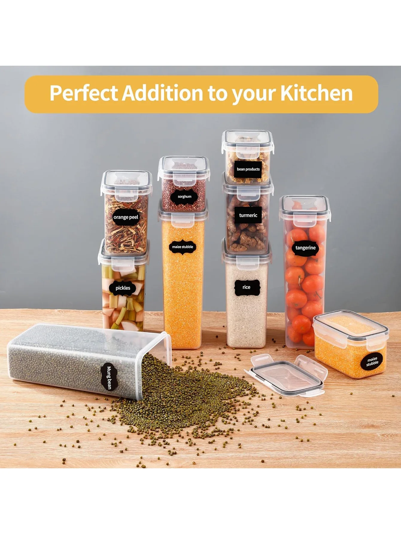 

12pcskitchen gadgets clearance sale,sealed food storage containers with LIDS - perfect for organizing and storing dry goods