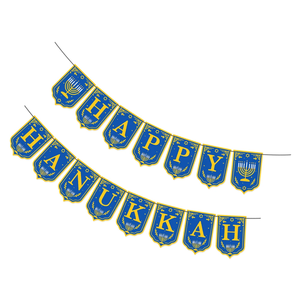 

1 set 1 Set Hanukkah Banner String Flag Party Wall Hanging Pendants Festival Bunting Scene Layout Decorative Pulling Flag Party