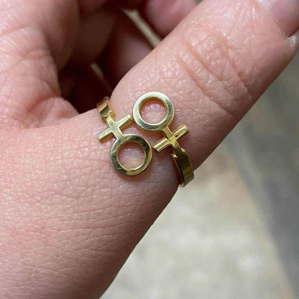 Stainless Steel Ring Lesbian Ring Venus Symbol Lesbian Feminist Jewelry Elegant Female Ring Female Lesbian Pride Jewelry