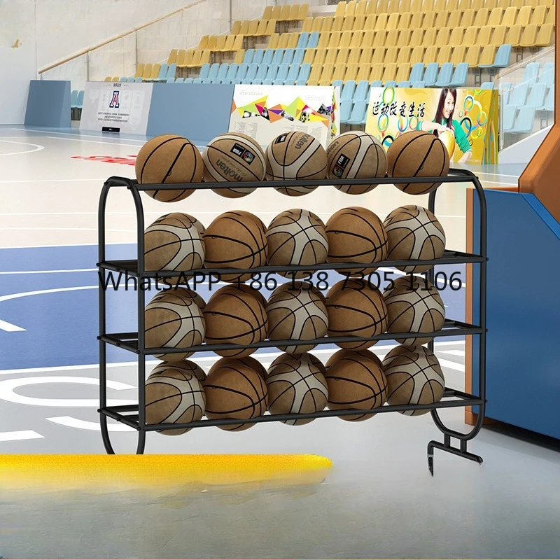 

Wrought iron mobile basketball display rack, football storage, volleyball rack, college basketball finishing rack