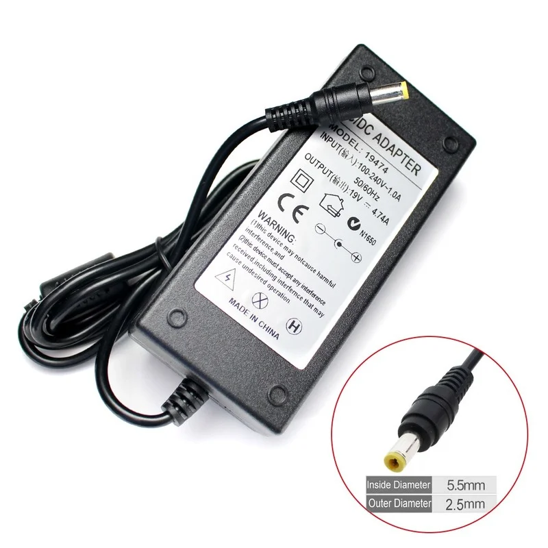 Adaptador de alimentação de 19 volts para asus k53b k53by k53by k53e k53f fonte de alimentação do adaptador dc 19 v 4.74a carregador portátil ac