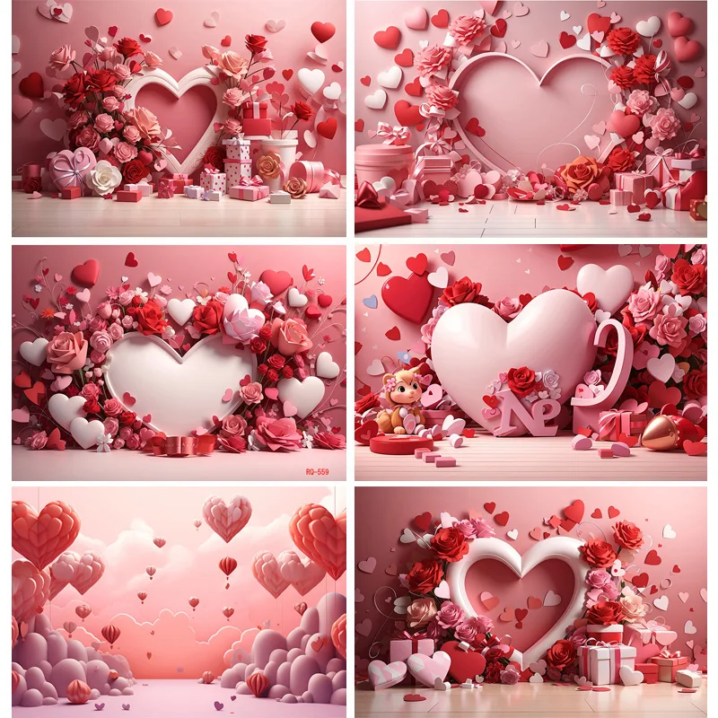 

Vinyl Custom Red Heart-Shaped Creative Confession Scene Background Valentine's Day Love Photo Studio Photography Backdrops RQ-33