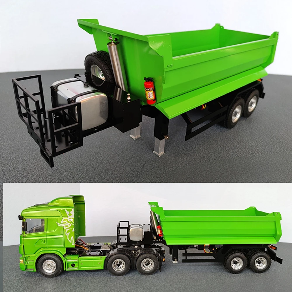 1/14 2 Axis Hydraulic Dump Truck Trailer Metal Trailer High Plate Model Cargo Compartment Cargo Bucket Accessories