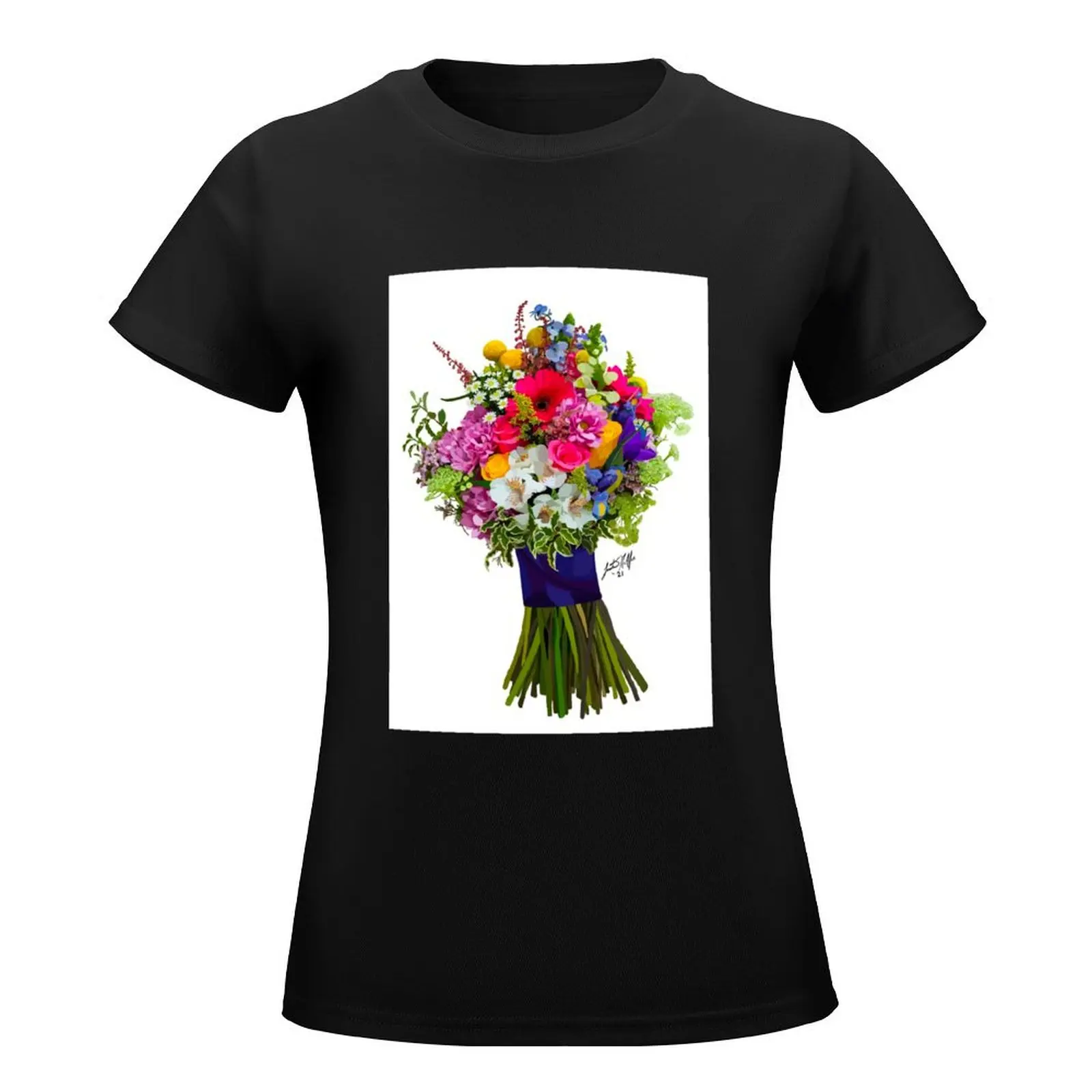 Rainbow Bouquet T-Shirt tops cute clothes lady clothes female Women's tee shirt