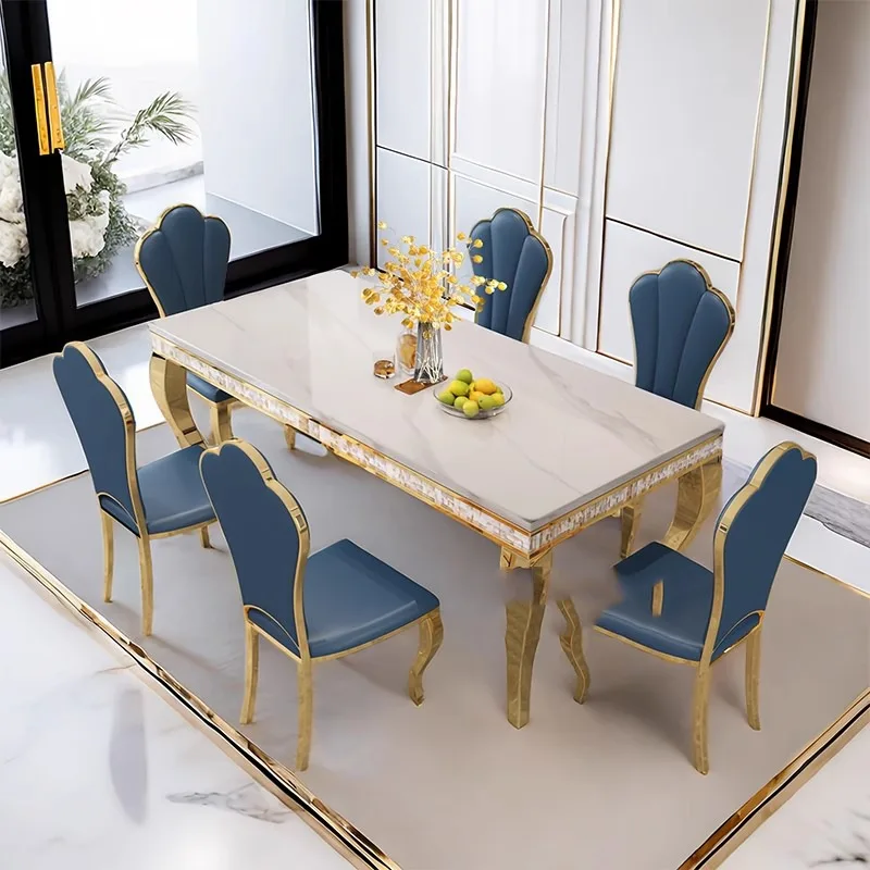 Marble Kitchen Dining Table Luxury Modern Living Room Lounge Dining Table Reception Terrace Mesas De Jantar Kitchen Furniture