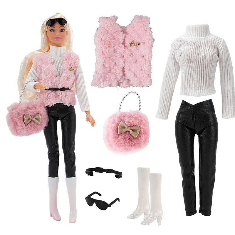 1Set Fashion Dress For 1/6 Doll Daily Outfit Coat Hats Pants Sweater Jeans Skirt Clothes For Barbie Doll Accessories Girl\'s Toys