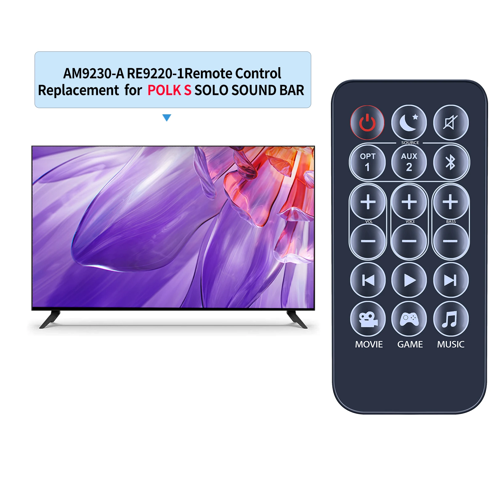 New Remote Control For Polk Signa Solo Sound Bar AM9230-A RE9220-1