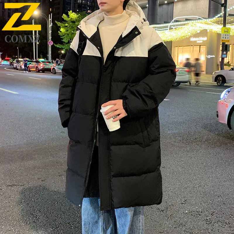 Brand Winter Long snow Parka Men's 2025 New Korean Trendy Lightweight Warm Down Cotton Padded Jacket Man Puffer Ski Padding Coat