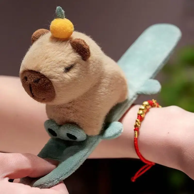 

С оранжевой капибарой, плюшевый браслет-пощелка, браслет, круглая игрушка, капибара, пощечина, кукла, игрушка, пушистые мягкие игрушки