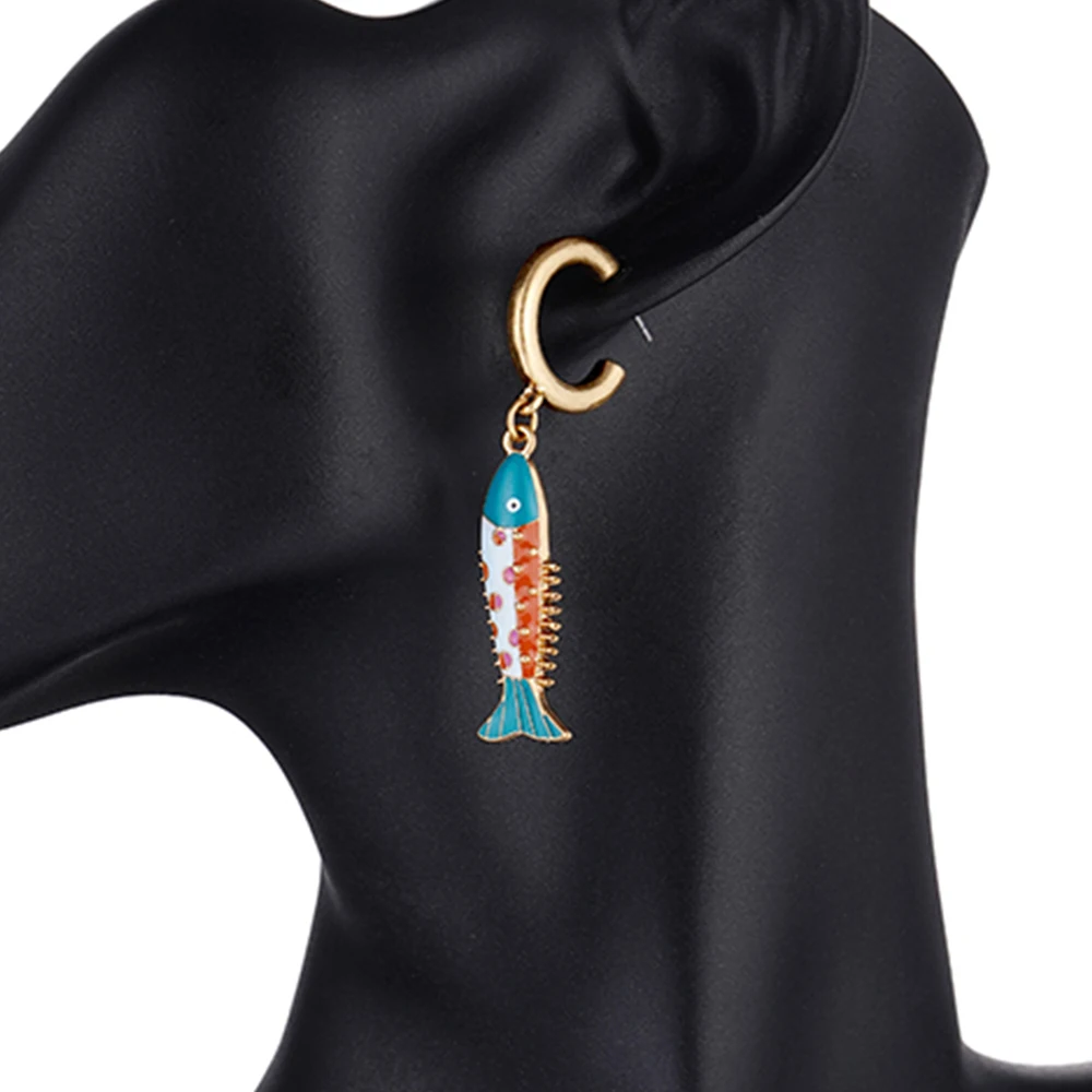 Fashion Colorful Fish Earrings For Women Cute Cartoon Marine Animals Drop Dangling Earrings Wholesale Direct Sales