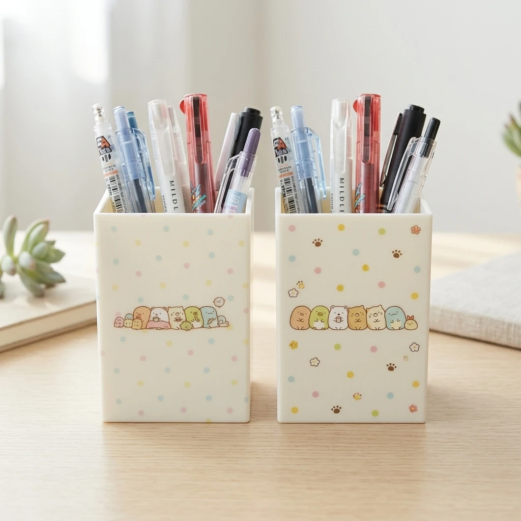 Kawaii Square Desk Organizer Box For Pens Markers Cards Clips Cosmetic Brushes Extra Deep Wide Body Roomy Dorm Office Table