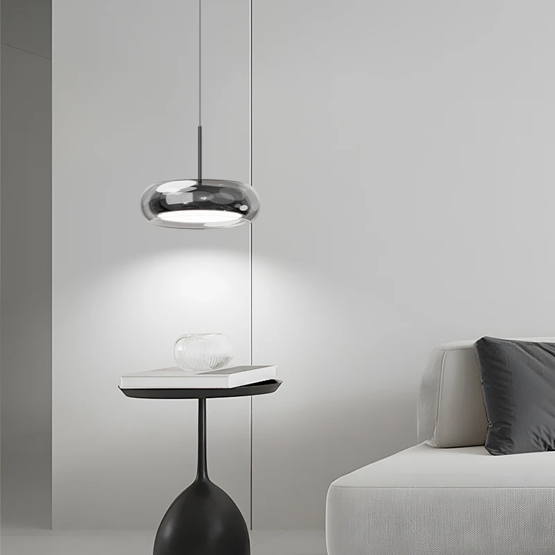 Lustre Glass LED Pendant Light for Dining Room Restaurant Kitchen Bedroom Bedside Light Chrome Smoky Gray Hanging Suspend Lamps