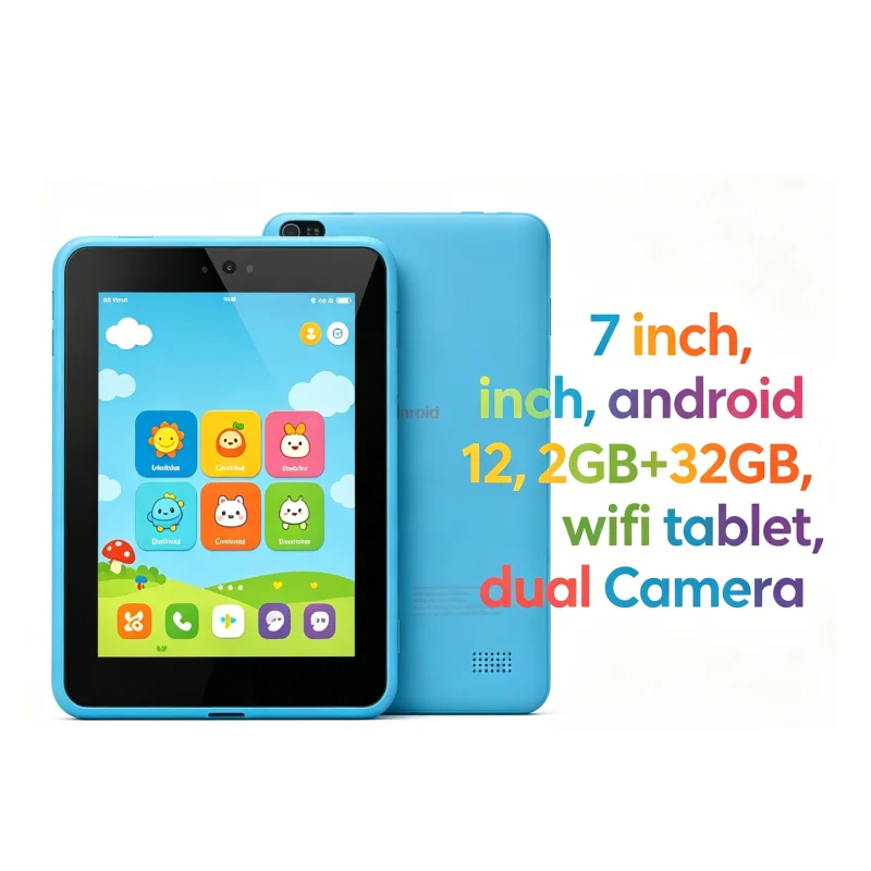 7' Android 12 Tablet T10 2GB RAM 32GB ROM All-in-one Bundle, WiFi Only Kids for Study Entertainment 1024*600 IPS Screen