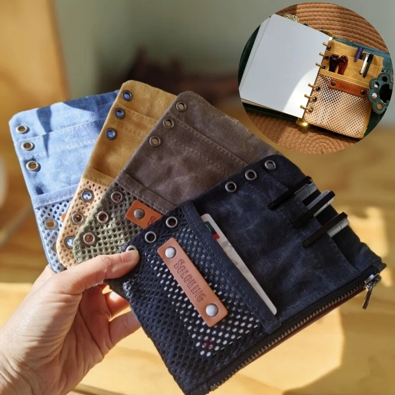 Loose Leaf Notebook Canvas Storage Bag A5/A6/A7 Replaceable Inner Cover Portable Outdoor Sketch Pen Pouch Art Painting Tools