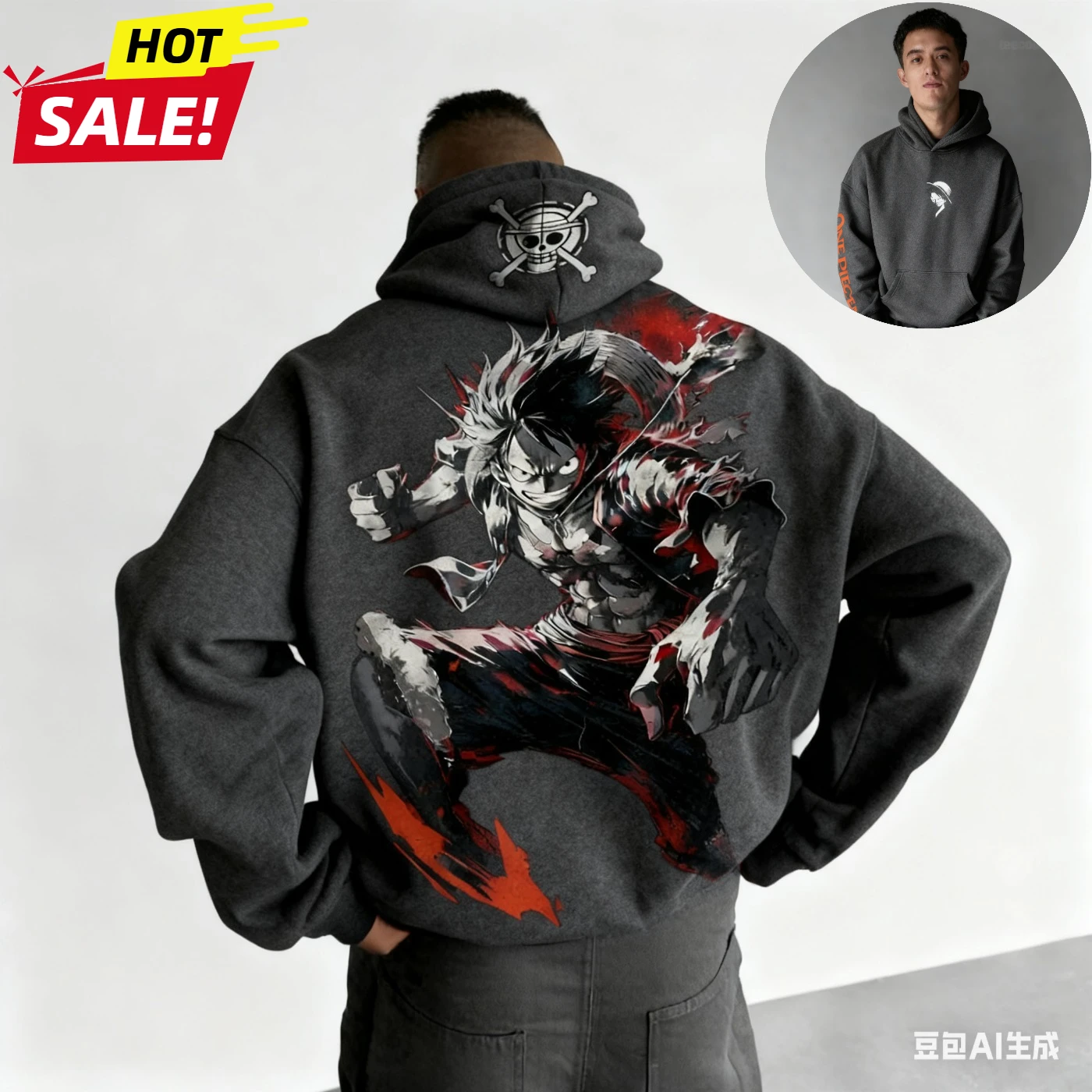 One Piece Anime Men's Harajuku Luffy 2025 Winter Hoodie Streetwear Vintage Oversized Women's Loose-Fit Long-Sleeve Top Unisex