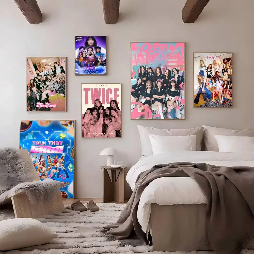 Kpop Group Twice DIY Sticky Poster Vintage Room Bar Cafe Decor Home Decor