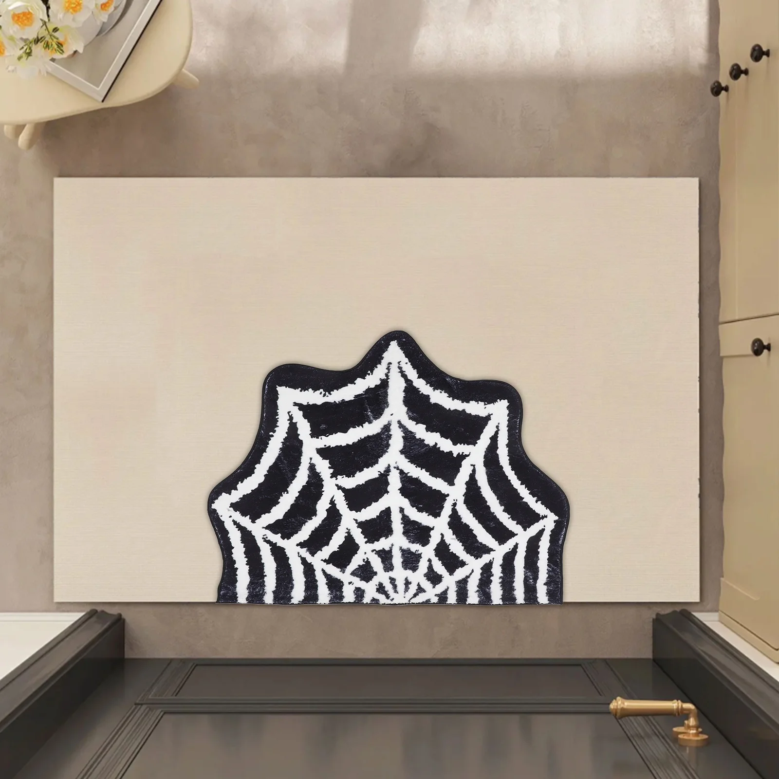 

Web Halloween Front Door Floor Mat Halloween Non-Slip Absorbent Rug For Bathroom Kitchen Front Door Indoor Mat Decor