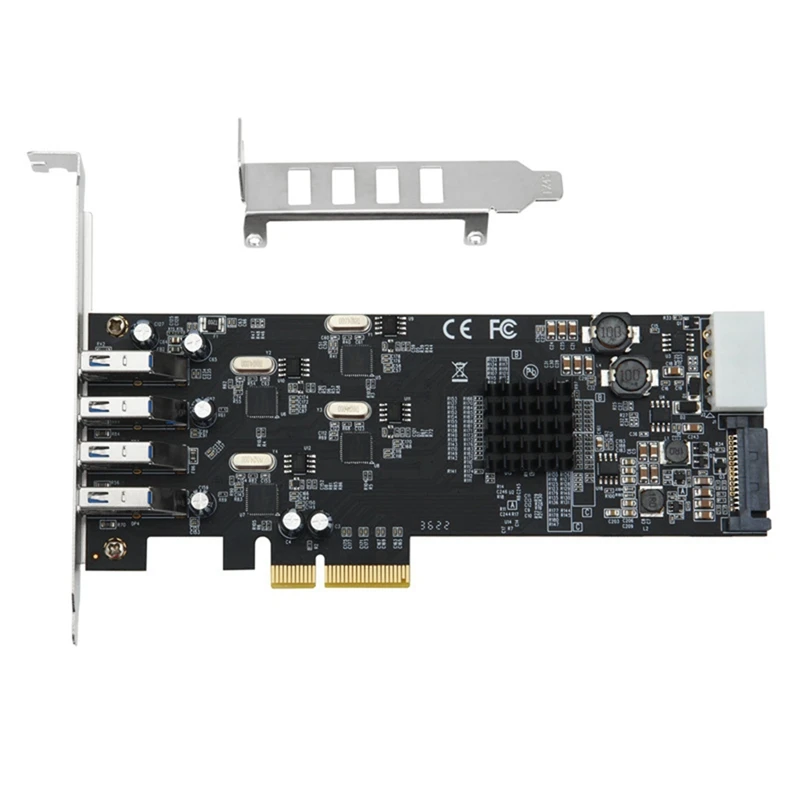 Pcie 4 Ports USB3.0 Expansion Card 20G PCI-E To 4 Channels USB 3.0 Riser Card PCI Express Adapter Card