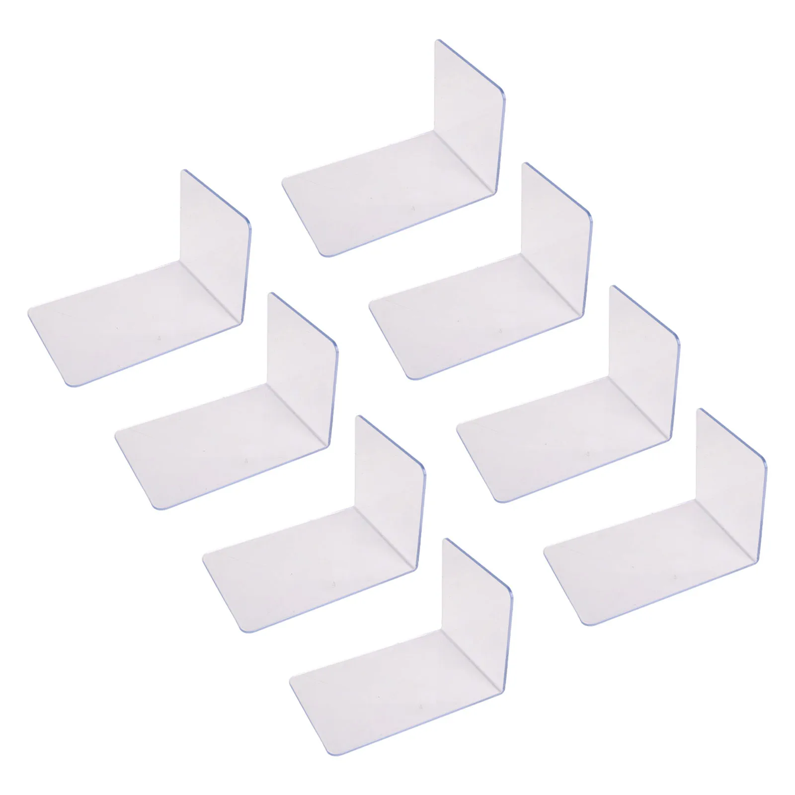 8 Pcs Clear Bookends L Shaped 3mm Thick Transparent Book Holders For Home Office Library Desk Organization Accessories