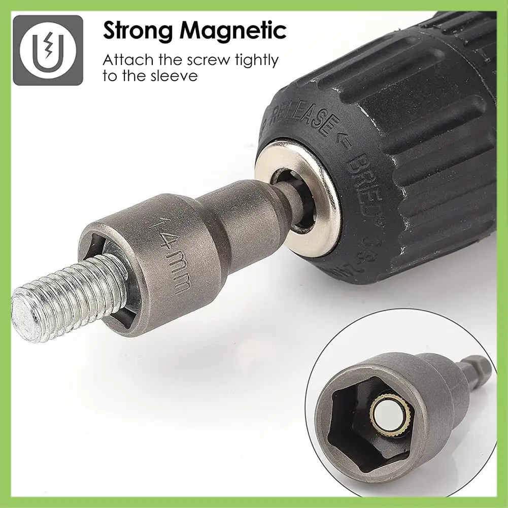 

Magnetic Socket Adapter 1/4 Inch Socket Set 6-15 Mm Hexagonal For Drill Or Cordless Screwdriver Set Of 10
