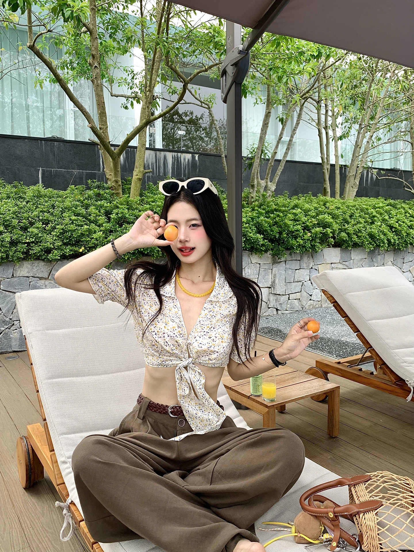 

Unique Floral Print Women's Shirt Spring Summer Short Outerwear Cotton Straight Cut Long Sleeve Button up Cardigan Style