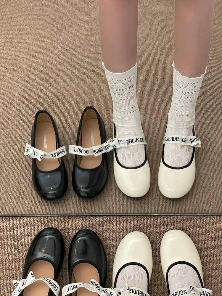 

Retro Thick Heel Heightening Sweet Bow Mary Janes Women's Fashionable All-Match Single Shoes Spring Season PU Material