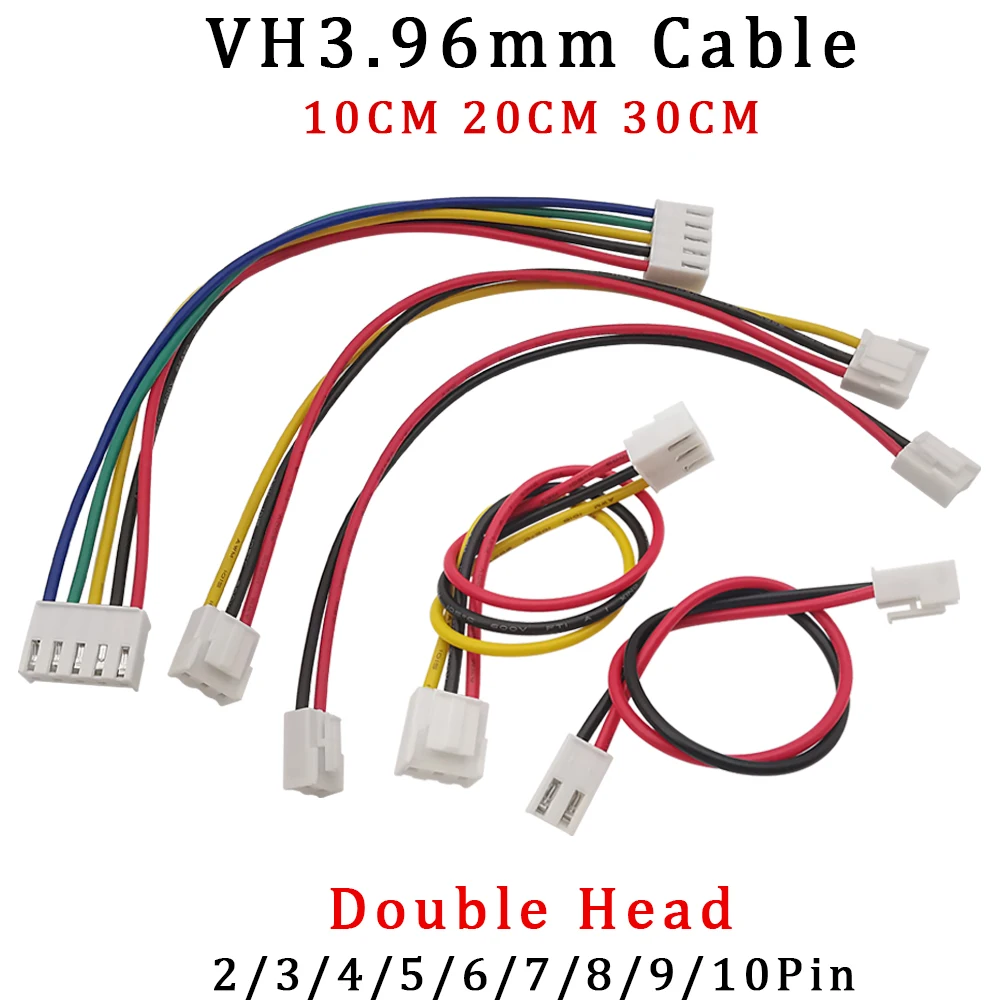 5Pcs JST VH3.96 Cable 2/3/4/5/6/7/8/9/10 Pin JST VH 3.96mm Female To Female Housing Plug Wire Cable Connector 22AWG 10/20/30CM