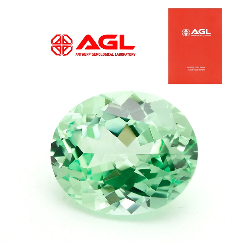 Exceptional Green Corundum Flame Melted Lab Mint Green Oval Shape With AGL Certificate Cultivate For jewelry  Loose Gemstone