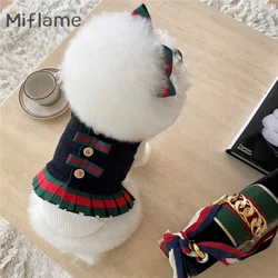 Miflame INS Spring Pet Clothes Bow Dog Cat Skirt Fashion Small Dogs Strap Dress (Hairbands need to be purchased separately)