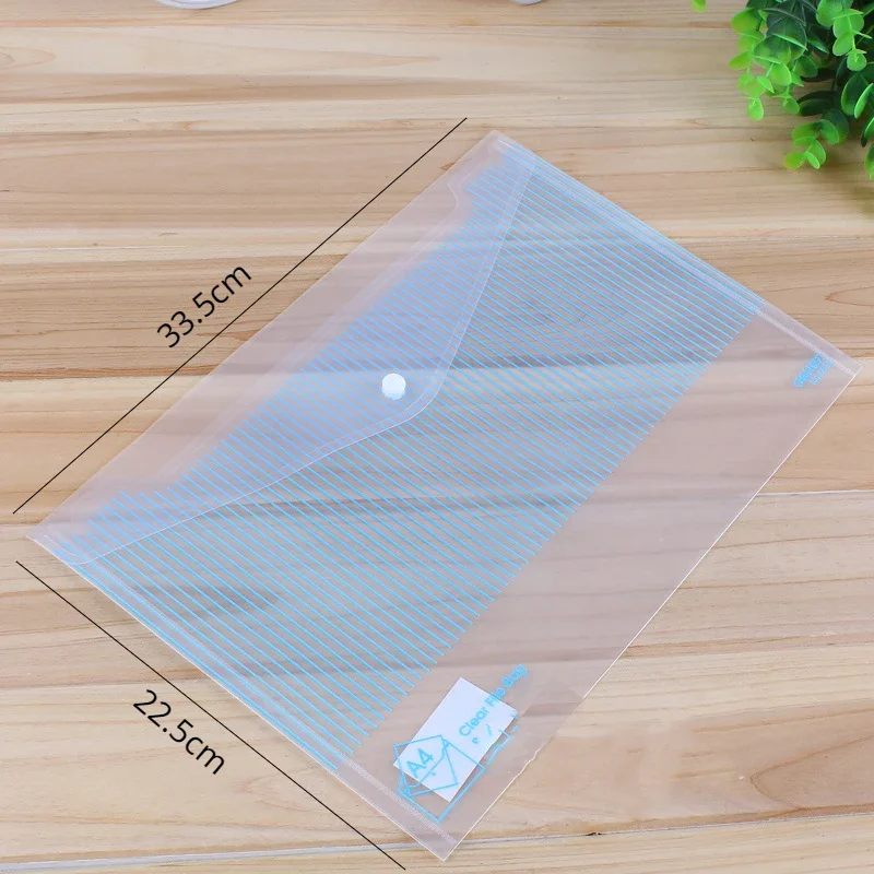 5pcs/lot A4 Transparent  File folders Snap Button PVC Folder Pen Box Office Information Bag School Stationery Supplies binder