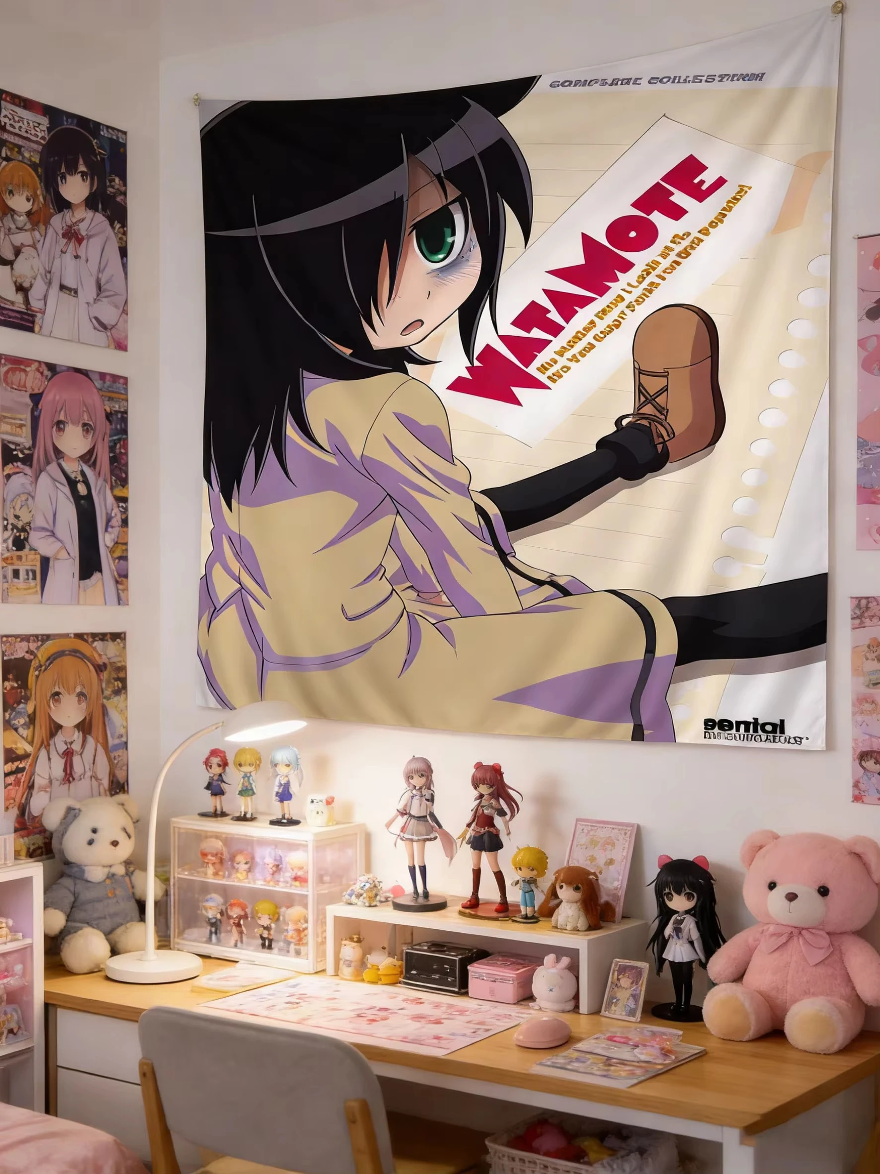 Tapiz colorido de Anime Watamote Kuroki Tomoko, tapiz de chica de anime japonesa, tapiz de estilo bohemio, decoración estética para colgar en la pared
