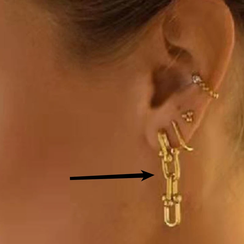 

Stainless Steel Gold Color Chain Earrings for Women Gold Plated Jewelry