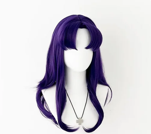 Peluca de Cosplay de Anime Katsuragi púrpura para mujer, lindo cabello largo, pelucas de Cosplay Katsuragi, disfraz Misato, gorra de peluca