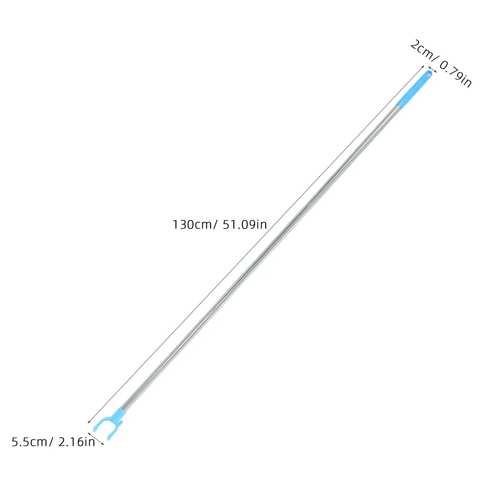 Stainless Steel Clothesline Hook Pole 51.2 Inch 3-Section Joinable Laundry Drying Rod U-Shaped Fork Head Hanger Reach Stick