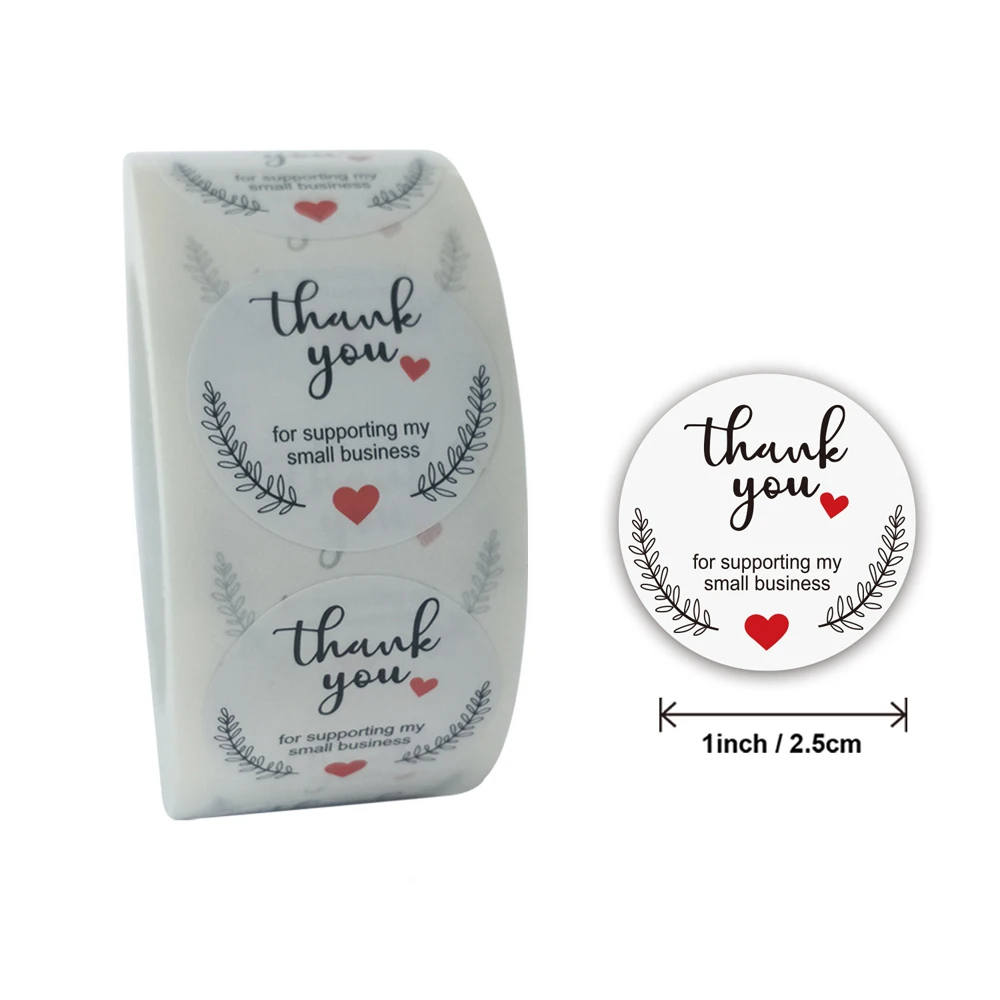 50pcs Thank You Stickers for Supporting my business  1inch Circle Paper Handmade Label Sticker for Package Stationery Sticker