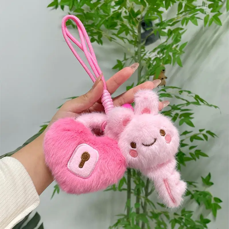 Plush Heart Keychain Cute Love Keyring Bag Charm Accessory Soft Stuffed Animal Doll Toy Car Backpack Purse Decoration Gift
