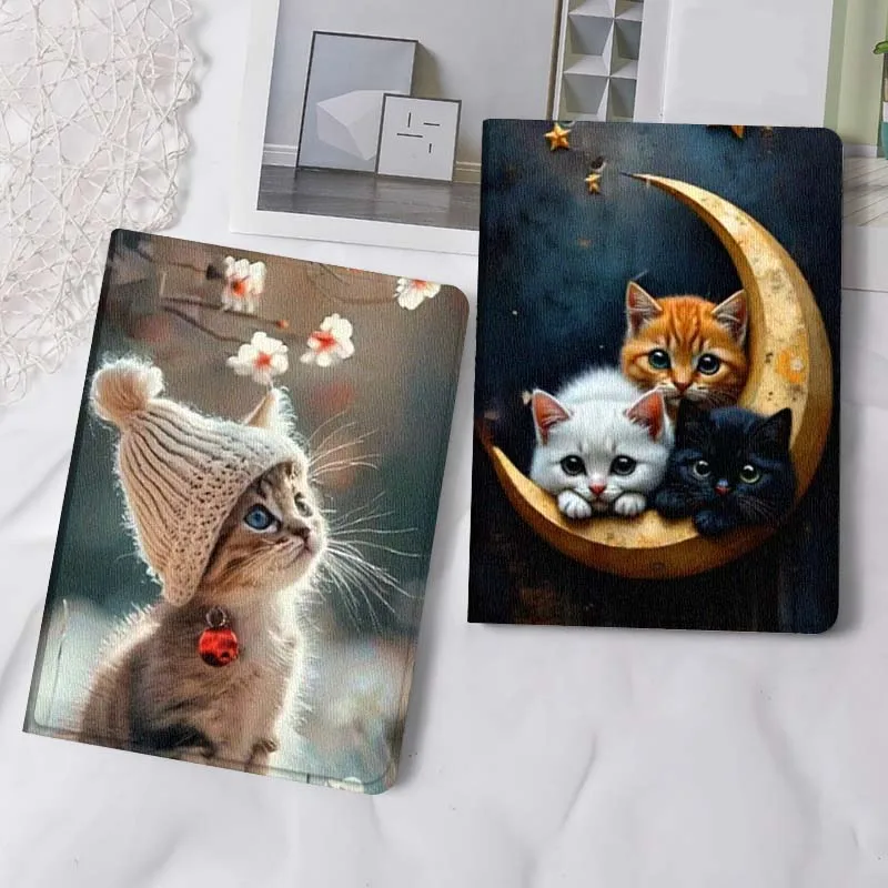 

Art Moon Cartoon Cat Flower For iPad Pro Air Mini 2 3 4 5 6 7 6th 7th 10th 11th 10.2 9.7 10.5 11 Foldable Tablet Case Gift