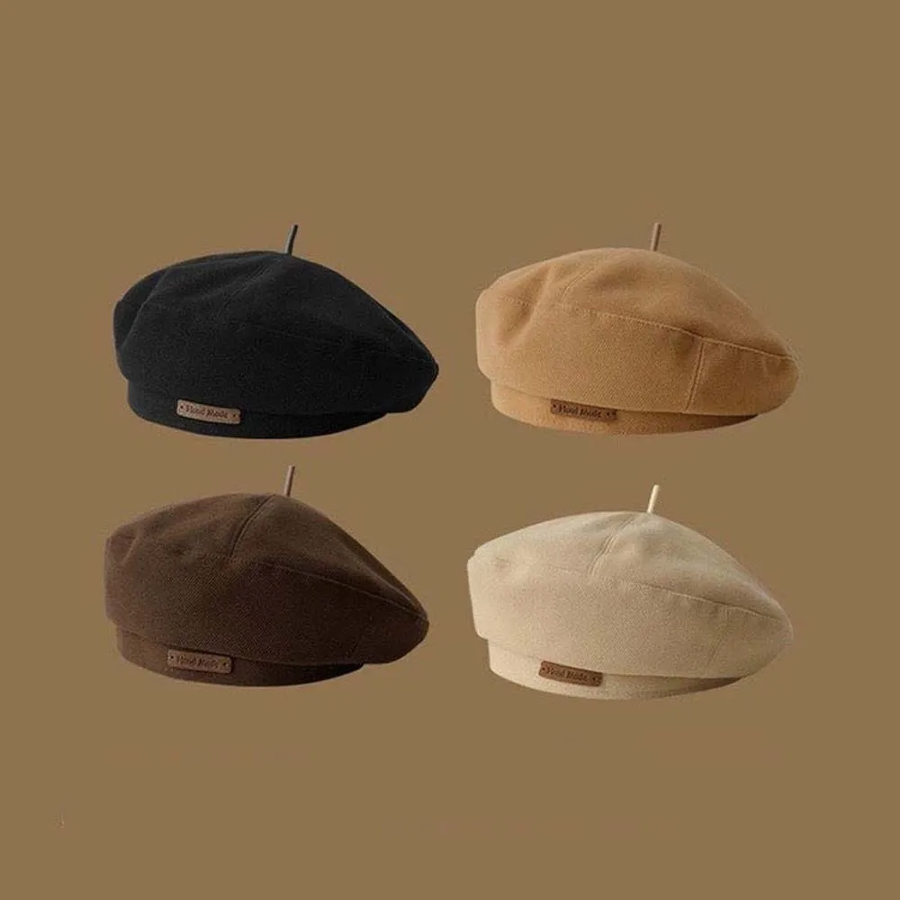 Octagonal Cap Warm Woolen Beret Soft Solid Color French Hat Thick Elegant Painter Cap Students 5